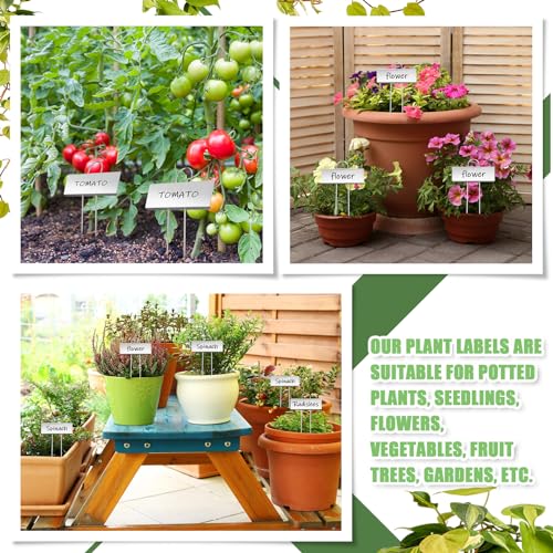 Maitys 38 Pcs Metal Plant Markers Outdoor, Silver Label with Black Ink - color: Silver Label With Black Ink