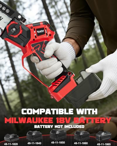 Ecarke Electric Mini Chainsaw Compatible with Milwaukee 18V - color: Red, size: 8 Inch & 6 Inch