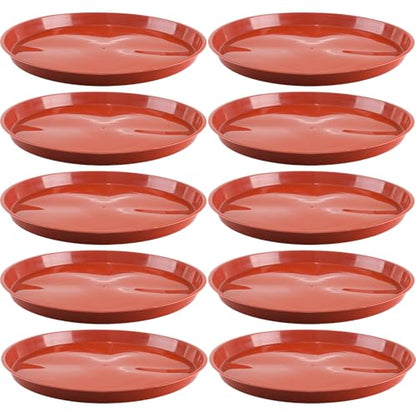 10 Pack Plant Saucer 16 Inches Plastic Drip Trays to Catch Water, Red - color: Red, size: 16 inch