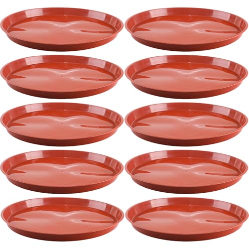 10 Pack Plant Saucer 16 Inches Plastic Drip Trays to Catch Water, Red - color: Red, size: 16 inch