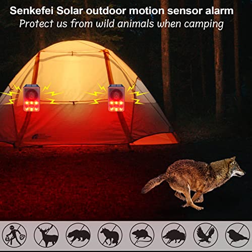 Solar Outdoor Motion Sensor Alarm - Dog Barking & Gunshot Sound 130db Motion Detector Alarm Light,with Remote Controller for Home, Villa,Yard,Chicken coop,Farm,Barn
