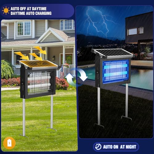 Solar Bug Zapper Outdoor, 4500V Electric Fly Insect Trap Waterproof