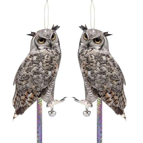 Fake Owl to Keep Pigeon Away, 2PCS Flat Plastic Owls - color: Grey Owl 2pcs