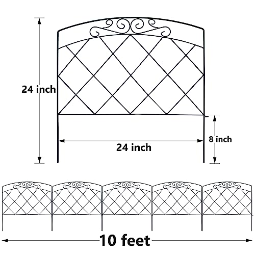 Thealyn 10ft x 24" Metal Decorative Garden Fence(5Pcs Set) - style: Stylish
