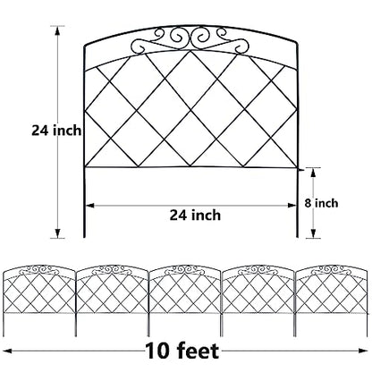 Thealyn 10ft x 24" Metal Decorative Garden Fence(5Pcs Set) - style: Stylish
