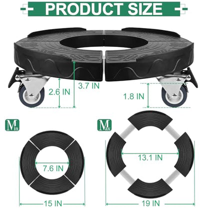 ToLanbbt Trash Can Dolly with Wheels, 15-19 in Adjustable Round Furniture Dolly, Heavy Duty 440 LBS Drum Rolling Base, Keg Dolly for 20, 32, 44, 55 Gallon Garbage Cans, Black, 1 Pack - color: Black, size: 2 IN - 1 Pack