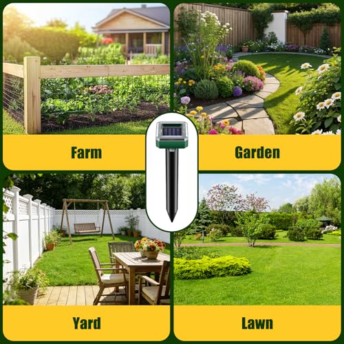 2026 Upgraded Solar Ultrasonic Mole & Snake & Skunk & Rabbit Repeller