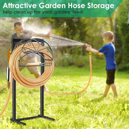 TomCare Garden Hose Holder, 4 Spikes Water Hose Hanger for 160FT Hose - color: Matte Black