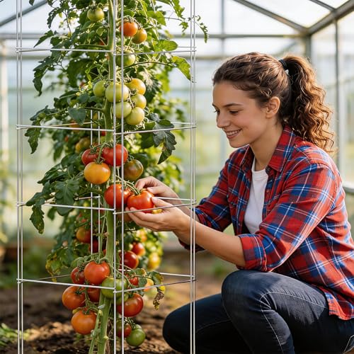SPECILITE Square Foldable Metal Tomato Cages Heavy Duty for Garden