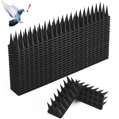 CIIC Bird Spikes, 20 Pack Pigeon Squirrel Raccoon Cat Deterrent Spike Outside Anti Birds Defender Outdoor to Keep Robin Away Roof Fence Window Nest 18.7 Feet(5.7m), Black - color: Black