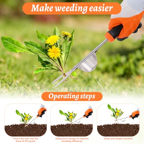 Weed Puller Tool, Portable Stainless Steel Weeder Puller Tool