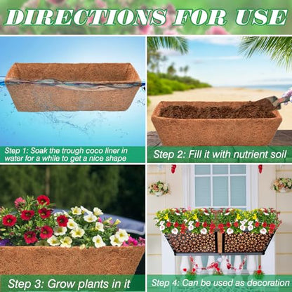 Halatool 3 Pack 36" Trough Coco Liners Replacement for Window Box Planters - size: 36 in