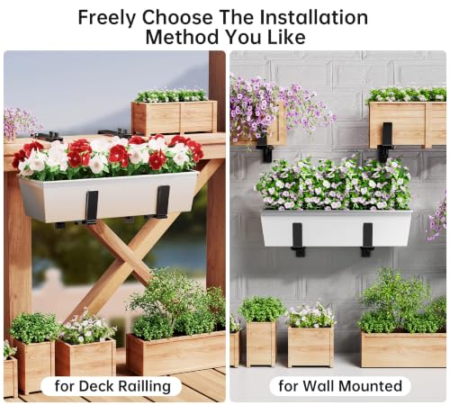Y&M 4 Pack Window Box Brackets, Adjustable Railing Planter Box Brackets - size: 4p