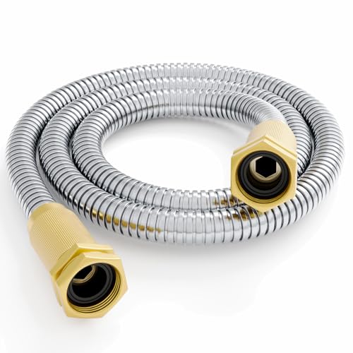 Garden Hose - Short Water Leader Metal Hose 3 FT with Female to Female Fitting, Flexible, Heavy Duty Hose Extension for Outdoor Hose Reel/Dehumidifier/RV、304 Stainless Steel - size: 3 FT, style: Double Female
