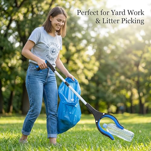 Grabber Reacher Tool - Foldable Gripper and Reaching Tool - Heavy Duty Pick Up Stick Grabbers for Seniors, Trash, Surgery Recovery Must Haves Gifts, 32” Picker Upper Grabber (Blue) - color: Blue