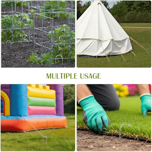 Whonline 200 Pack Landscape Staples, 6 Inch Round-top Garden Stakes - color: 6 Inch/Round Top-200 Pcs