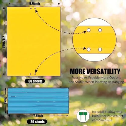 60 Pack Yellow Sticky Traps for Gnats, Fruit Fly Traps for Indoors Plants - size: 60Packs