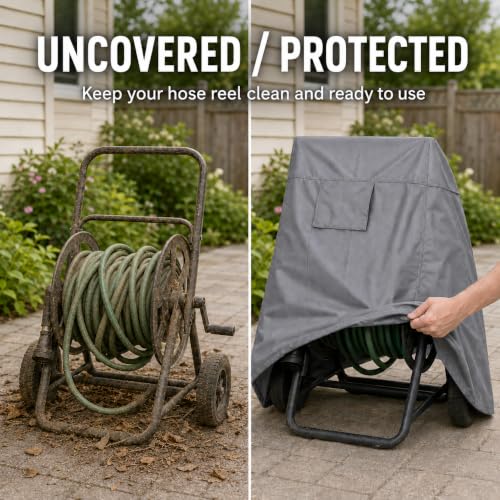 Hose Reel Cart Cover for Outdoor Ventilated Buckle Fit Cover - color: Medium - Hose Reel Free Standing Cover