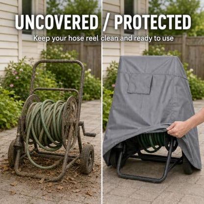 Hose Reel Cart Cover for Outdoor Ventilated Buckle Fit Cover - color: Medium - Hose Reel Free Standing Cover