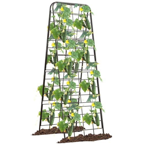 Heavy Duty 50"x17" Adjustable A-Frame Trellis for Climbing Plants – Rust-Proof Metal Garden Trellis with Dense Grid Design, Perfect for Raised Beds, Tomatoes, Cucumbers & Outdoor Vines (Black, 1 Pcs) - color: Black, size: 1 Pcs