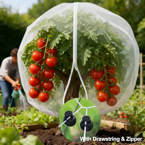 4PACK Garden Mesh Netting with Drawstring & Zipper (2.3Ft x3.3 FT) - size: 2.3Ft x3.3 FT /4 Pack