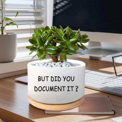 Office Desk Shelf Decor, Ceramic Succulent Plant Pot (Plants Not Included) - style: But did you document it