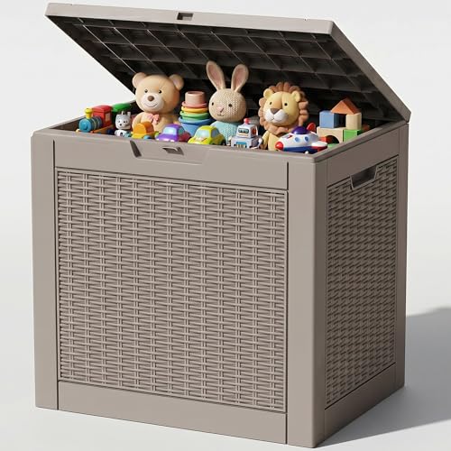 Outdoor Storage Box, 42 Gallon Waterproof Resin Patio Deck Box - color: Grey, size: 42 Gal