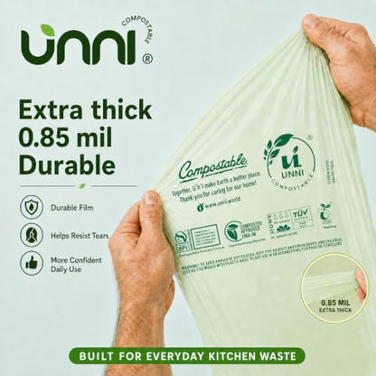 UNNI 8 Gallon Compostable Bags, 200 Count, 30 Liter, Extra Thick 0.85 Mil - size: 200 Count (Pack of 1), style: 8 Gallon