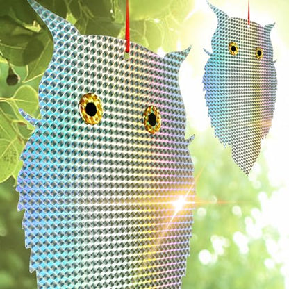 OFFO Owl Decoy to Scare Birds Away Bird Device (No Bell) for Woodpecker Pigeon Plastic Hanging Outdoors Reflective Keep Birds Away Home and Garden 1 PCS - style: Without bells