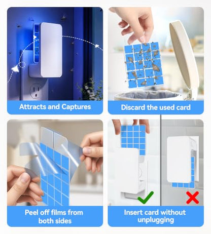 Advanced Double-Sided Indoor Fly Trap for Home, Plug-in 5-Way UV Light - size: 2 Device + 6 Refills