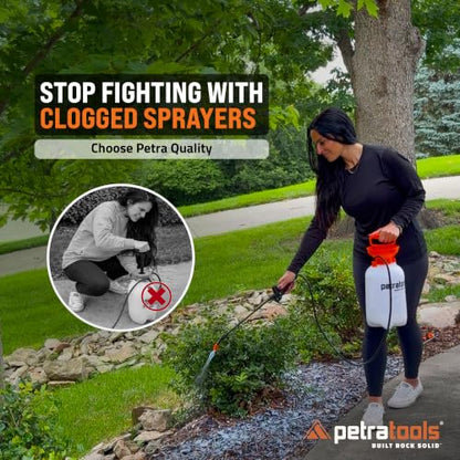 PetraTools HD201 Garden Pump Sprayer 2 Gallon, 52-in Long Hose & 2 Nozzles - color: Orange, size: 2 Gallon