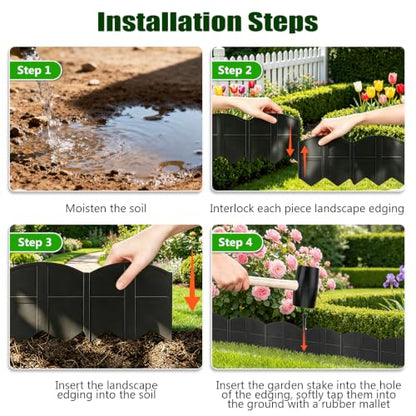 Vashly 20Ft Garden Edging 5.9 in Tall Landscape Edging 20 Pcs Garden Border
