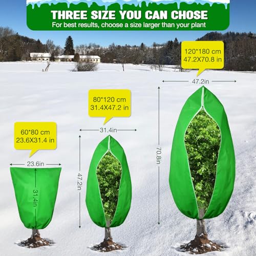 2pcs Reusable Winter Frost Plant Cover Freeze Protection, 47.2"x72" Large Frost Plant Cover for Winter Outdoor Plants,Frost Cloth Plants Jacket Drawstring Tree Cover for Outdoor Plants - size: 47.2"x72"