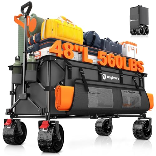 Originsure 300L Collapsible Beach Wagon Cart with Big Wheels, 560lbs, Grey - color: Gray