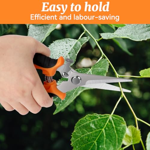 2Pcs Stainless Steel Garden Pruning Shears, Antiskid Curved Sharp Floral Cutter, Snips Parrot-Beak Style - Orange - color: Orange