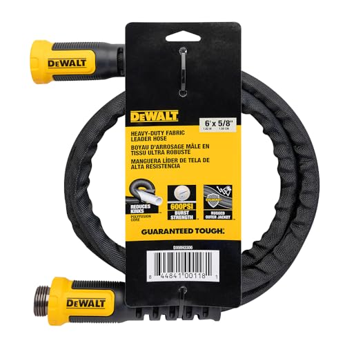 DEWALT 6 ft x 5/8 in Heavy-Duty Professional Grade Fabric Garden Hose - DXMH3306 - size: 6 Ft