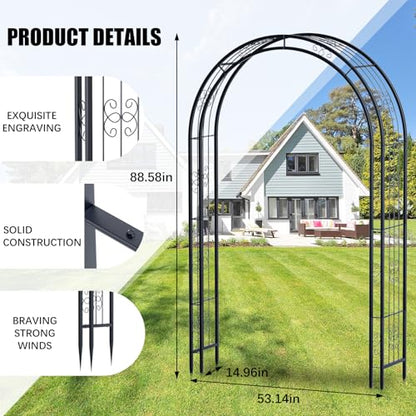 Arbuxzuy 7ft Metal Garden Arch Trellis for Climbing Plants
