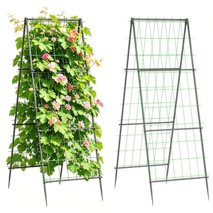 unho Metal Tall Garden Trellis for Climbing Plants Outdoor 2 Pack 82"x27" - size: 82x27inch（2pack）