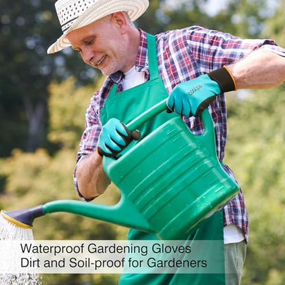 COOLJOB 2 Pairs Waterproof Gardening Work Gloves with grip, S - color: No Fleece/Blue, size: Small (Pack of 2)