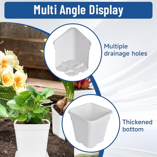WFLNHB 1 Gallon 10 Pcs Square Plastic Plant Pots Flexible Nursery Pot Planter Nursery Pots Suitable for Flower Vegetables Succulents White - color: White, size: 1 Gallon-10 Pcs