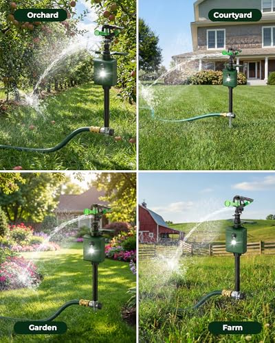 Motion-Activated Sprinkler, Solar Animal Repellent Outdoor - 2 Pack Deer Cat Deterrent with Motion Sensor & Flashing Lights, Protects Yard & Garden from Deer, Cats, Raccoons