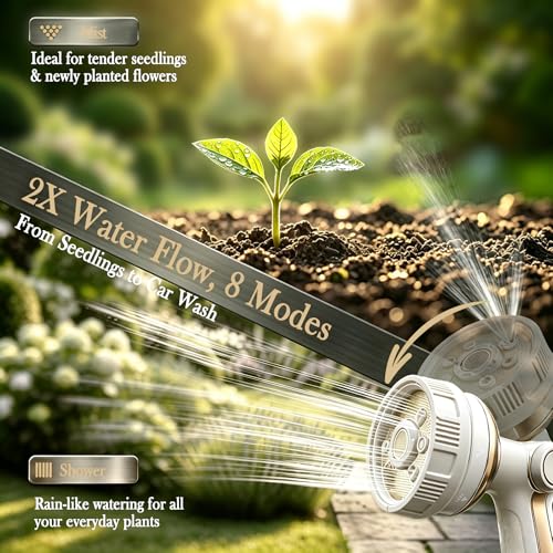 Garden Hose Nozzle Heavy Duty Metal Water Hose Sprayer - color: Beige