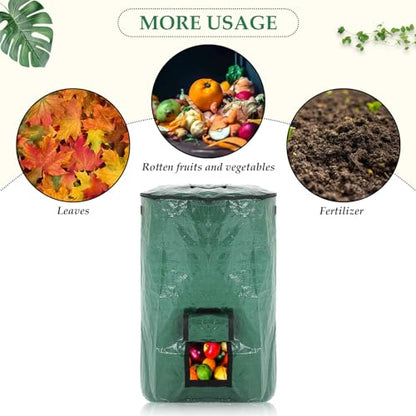 Berlune 4 Pack 132 Gallon Reusable Yard Waste Bag Garden Lawn Leaf Bag Heavy Duty Large Compost Bin with Lid and Handles for Outdoor Debris Trash Leaves Grass Clippings - size: 132 Gallons