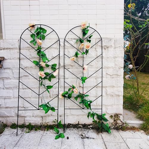 2 Pack Black Metal Garden Trellis 45"H x 15.9"W for Climbing Plants - color: 45 inch-2 pack