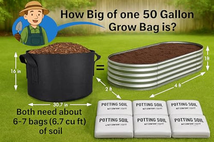 Gardzen 2-Pack 50 Gallon Grow Bags, Aeration Fabric Pots with Handles, Pot for Plants - size: 50 Gallon Bags