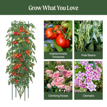 Vego Garden Tomato Cage Tomato Tower 6 Tier for Garden & Pots, Rust-Resistant Tomato Stakes Heavy Gauge Plant Cage Trellis Support for Climbing Vegetables Plants - size: 6 Tier
