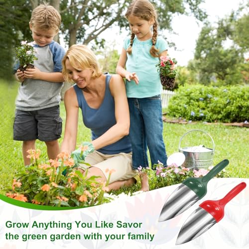 M METERXITY 2-Pack Garden Shovel Trowel Hand Shovels, 30cm/11.81 Inch Stainless Steel Gardening Tools for Digging, Transplanting, Soil Loosening and Planting, Ergonomic Handle [Green/Red] - color: Green/Red