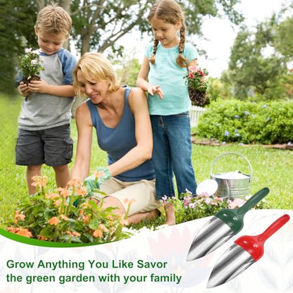 M METERXITY 2-Pack Garden Shovel Trowel Hand Shovels, 30cm/11.81 Inch Stainless Steel Gardening Tools for Digging, Transplanting, Soil Loosening and Planting, Ergonomic Handle [Green/Red] - color: Green/Red
