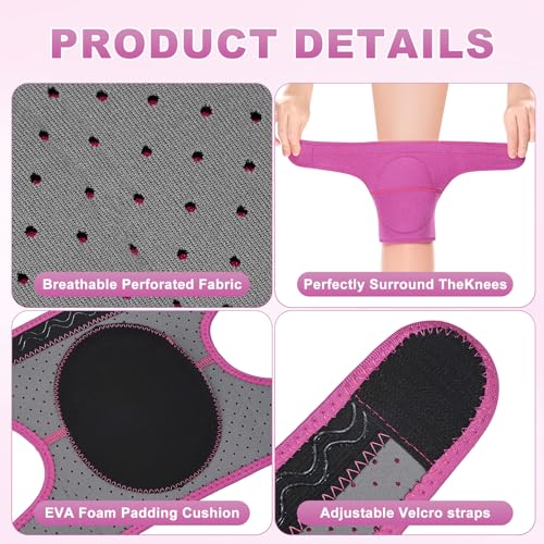 M METERXITY 2-Pack Gardening Knee Pads, Thick Foam Garden Knee Pads with Adjustable Straps for Garden/Construction/Flooring/Cleaning, Suitable for 16"-18" Leg Circumference Size l [Rose Red] - color: Rose Red, size: Large