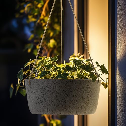 La Jolie Maison Large Hanging Planters for Outdoor Plants, Set of 2 12 Inch - color: Rock Gray